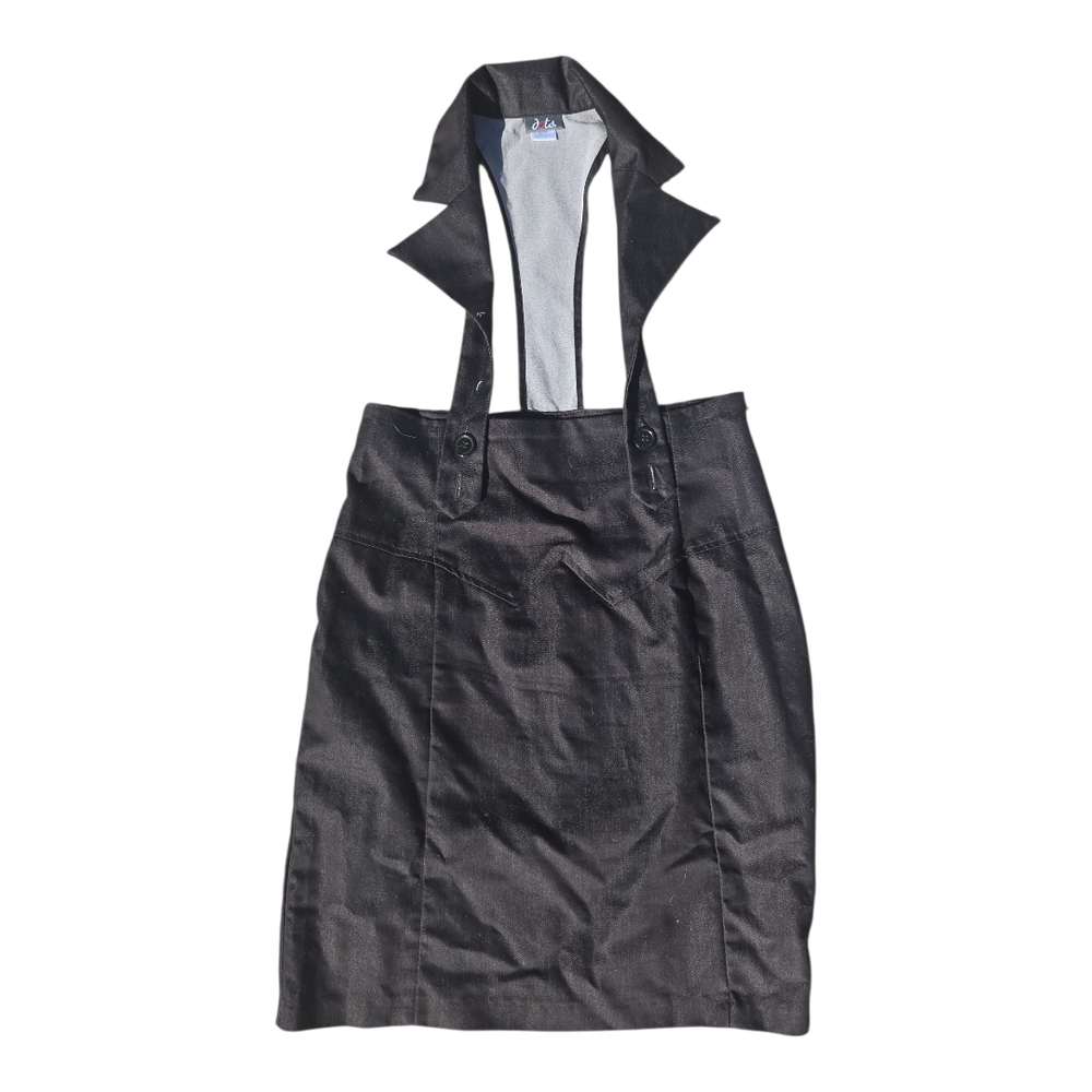Y2K Dots Black Pencil Skirt with Straps